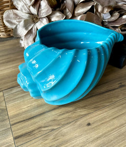7125 Teal Blue Shell Planter, Ceramic