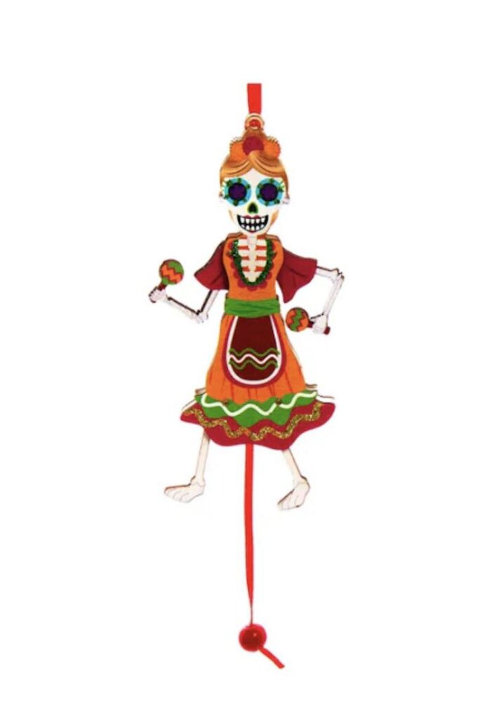 15266 Day of Dead Pull Toy Ornament-Woman