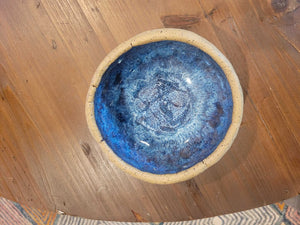 Blue inside, natural on the outside pinch bowl