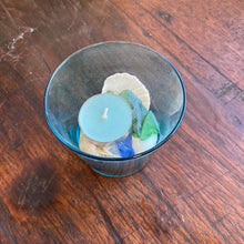 Load image into Gallery viewer, Aqua Votive With Seashell and Seaglass
