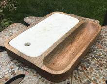 Load image into Gallery viewer, 13825 Kevia Teak/Marble Cheeseboard, 11.5 x 8.75
