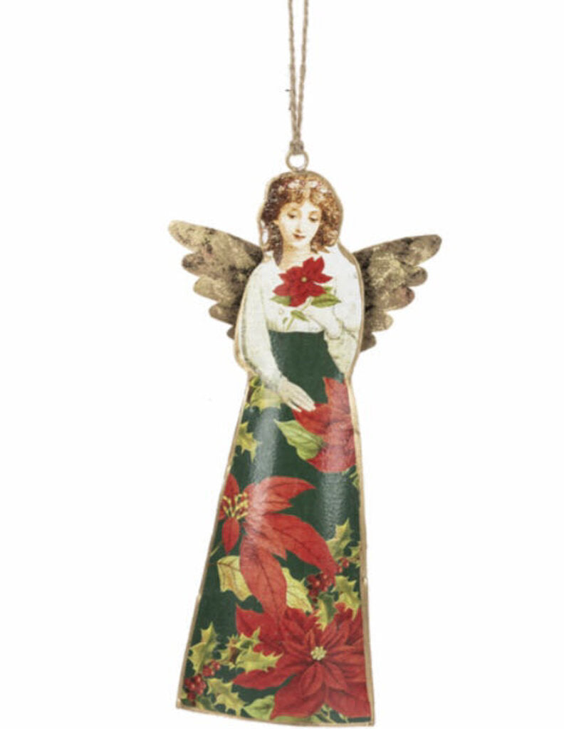 14268 Painted Angel Ornament, Metal-4.25 x 9.5