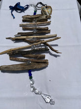 Load image into Gallery viewer, Vintage Crystal, Blue and Green Crystal Beads, and Carlsbad Driftwood Suncatcher (8&quot; W x 22&quot; L)
