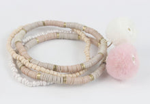 Load image into Gallery viewer, 14344 Pink Plush Ball Beaded Bracelet Set/4
