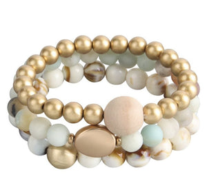 14335 Natural Stone Bracelet Set/3-Amazonite