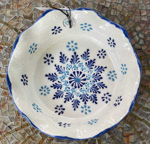 14355 Handpainted Turkish Ceramic Bowl, Blue/White, 6.5 x 2.5h