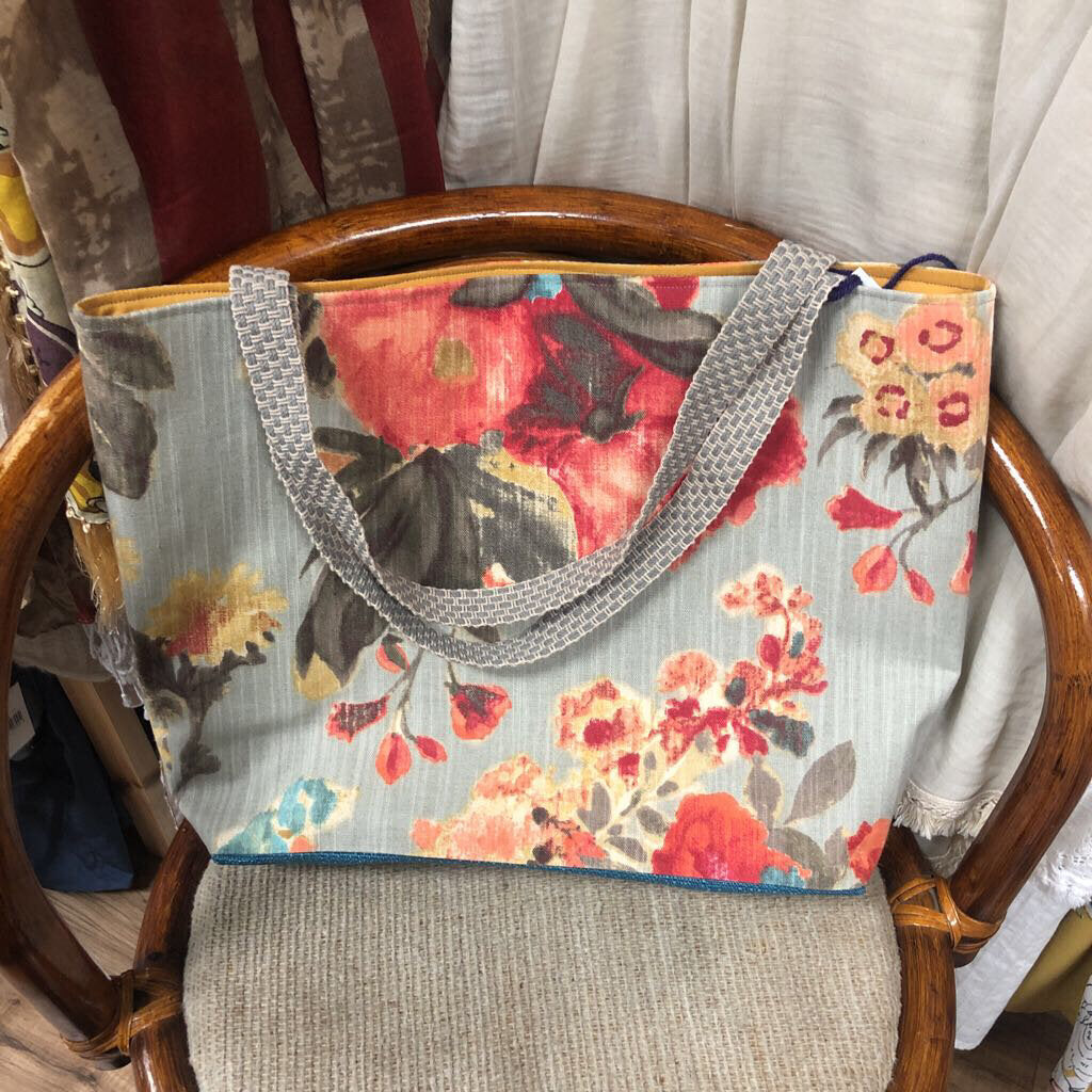 Gold floral tote