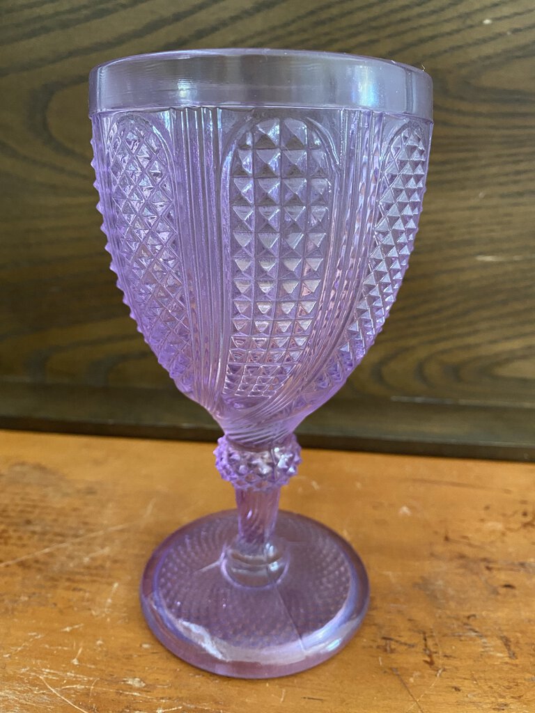 Vintage Lavender Glass Goblet 6.5