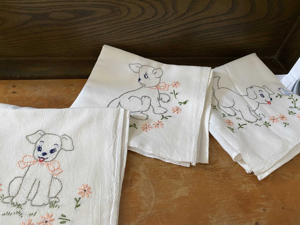 Vintage Over sized Napkin/ Tea towel Embroidered 34