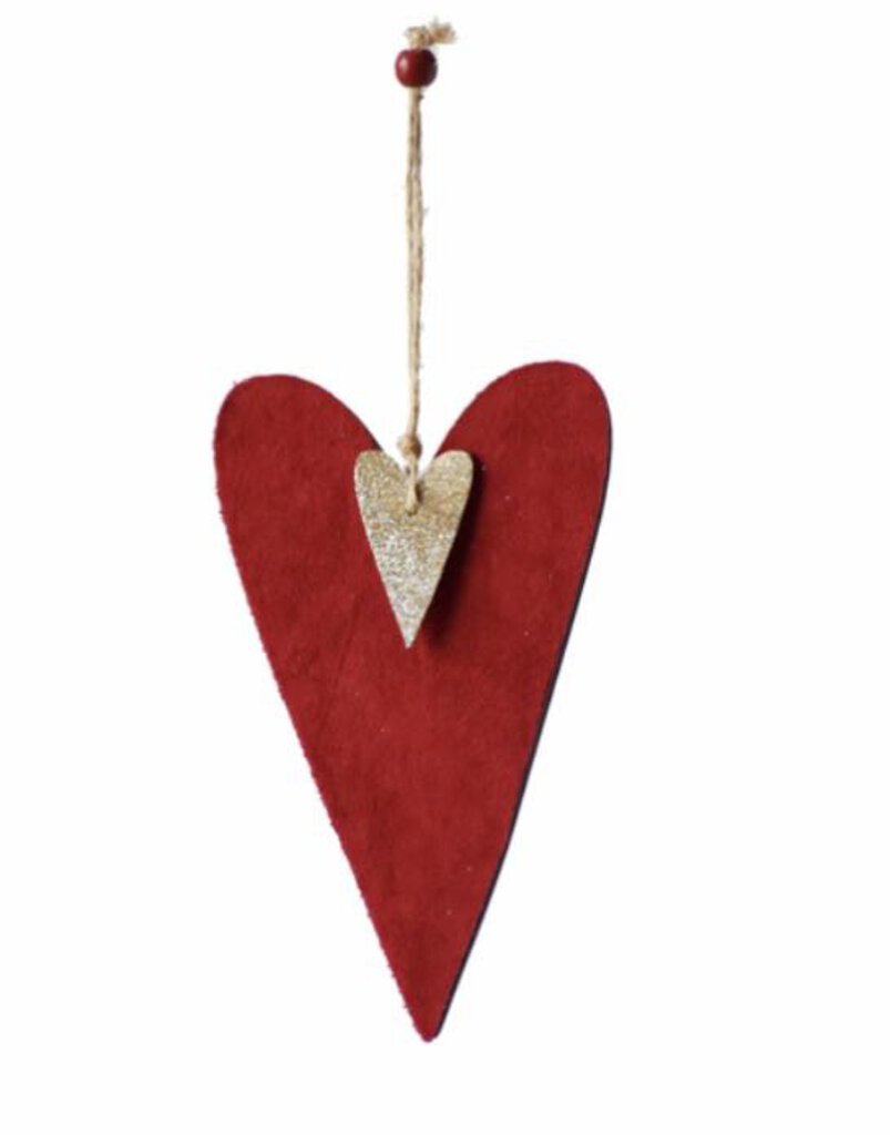 14426 Heart Ornament, Plywood, Bead, 6 x 4