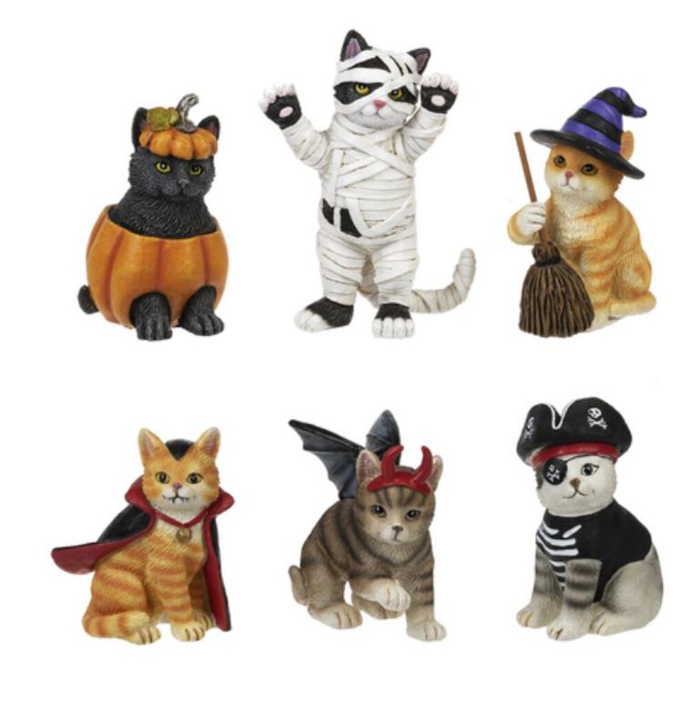 14432 Costume Cat Figurine, Assorted 3.5
