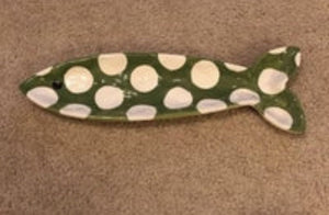 10777 Polka-Dot Fish Platter, Green, 17 x 5.5"