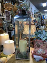 Load image into Gallery viewer, Pottery Barn Lantern with Candle 30h,8w. bov00023
