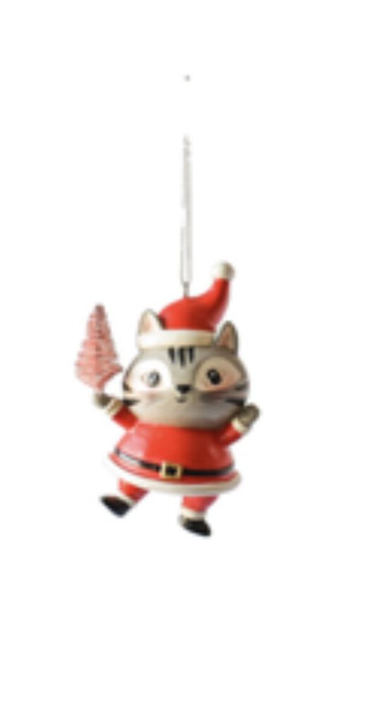 14531 Santa Cat w/Tree Ornament