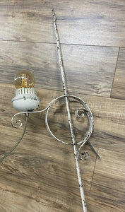 Vintage iron chippy floor lamp w/Edison bulb 63” H x 18” Base