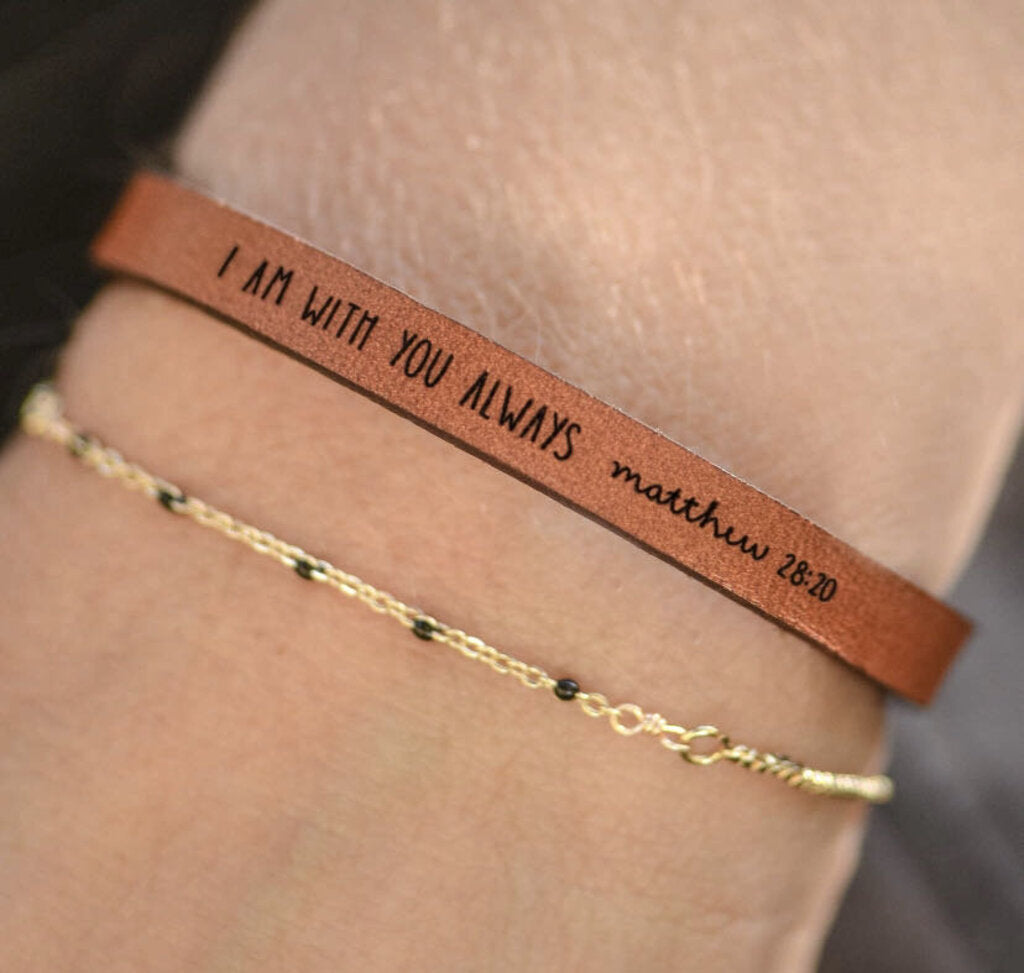 I am with you always leather bracelet -child 6.25”