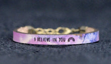 Load image into Gallery viewer, I believe in you purple pattern child bracelet 6.25”
