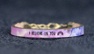 I believe in you purple pattern child bracelet 6.25”
