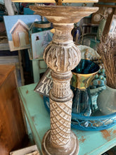 Load image into Gallery viewer, Cottage white Carved Candle Stick
