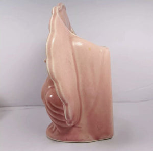 Vintage McCoy Pottery pink peacock USA wall hanging vase 6-3/8”H