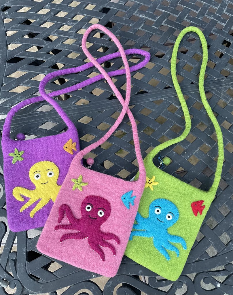 14580 Felted Octopus Kids Bag w/Zipper
