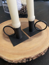 Load image into Gallery viewer, Black metal candle stick holder set 3”x2”H
