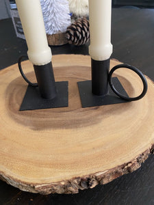 Black metal candle stick holder set 3”x2”H