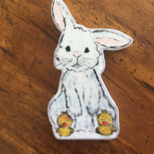 Load image into Gallery viewer, Bunny with slippers cutout block Tawnya Norton 3.5x6x1 TC
