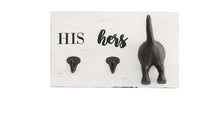 Load image into Gallery viewer, 14676 His Hers Hooks, white wood, iron, 11x6.5
