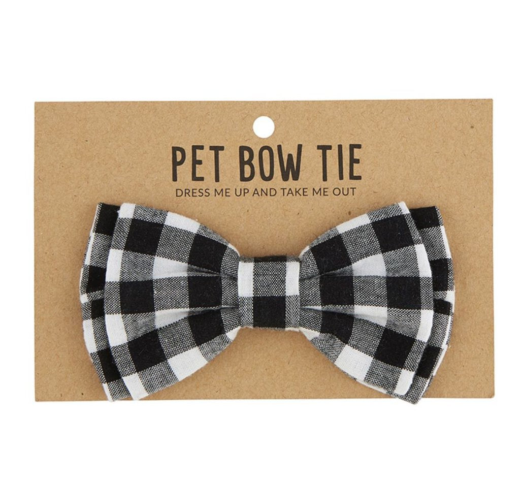 13930 Pet Bow Tie, Black & White Buffalo Check
