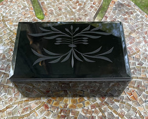 7217 Venetian Black Bevel Mirror Lidded Jewel Box, 6.5 x 4 x 2.75