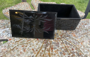 7217 Venetian Black Bevel Mirror Lidded Jewel Box, 6.5 x 4 x 2.75