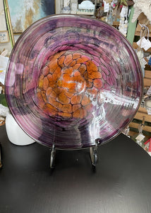 4978 Custom Blown Glass Art Bowl, Amethyst/Rose, 14 x 4h