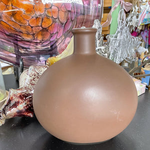 6905 Brown Ceramic Vase, Sm, 6h x 6w x 3d