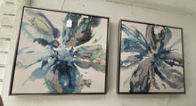 Load image into Gallery viewer, 14626 Floral Splash II, Canvas, Blue/Teal/Ivory, Graphite Silver Frame, 17 x17
