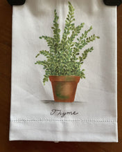 Load image into Gallery viewer, 14304 Herb Tea Towel, White, Green, Terracotta
