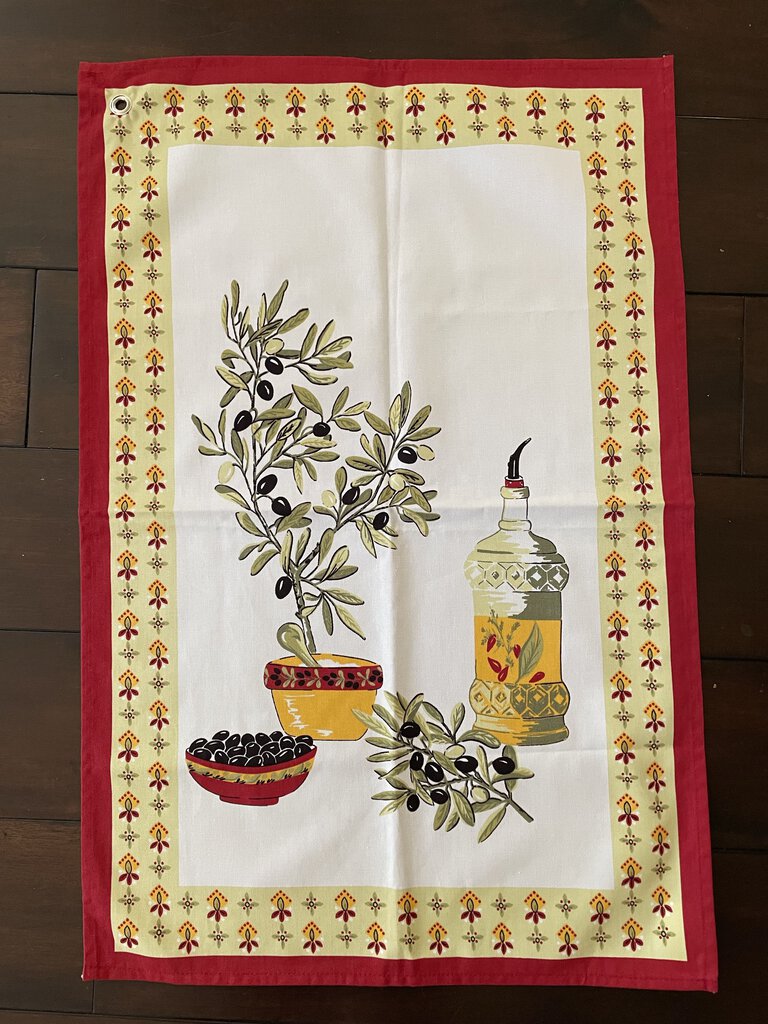11518 Olive Oil Tea Towel w/Grommet