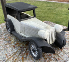 Load image into Gallery viewer, 10928 Wood Car Model, Cream, Black, 12x4.5wx5h
