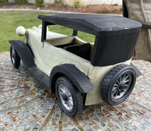 Load image into Gallery viewer, 10928 Wood Car Model, Cream, Black, 12x4.5wx5h
