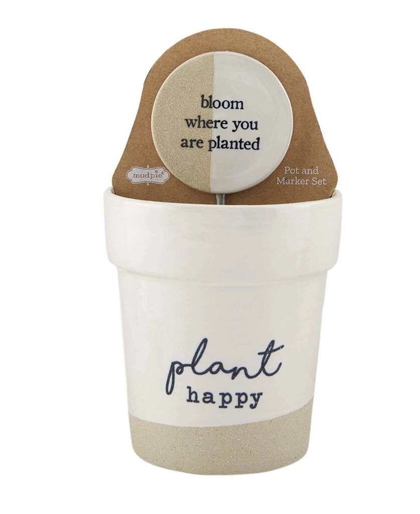 14724 Plant Happy/Pot Marker Set, Ceramic
