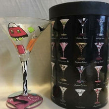 Load image into Gallery viewer, 4861 Shopoholic Too, Painted Martini Glass, Boxed
