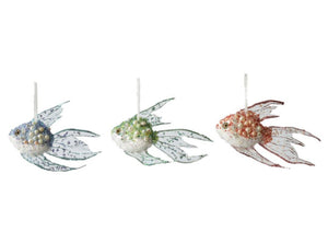 14844 Beaded Fish Ornament-Multi