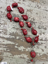 Load image into Gallery viewer, Red Natural Stone Necklace With Sterling Silver detail /detachable pendant
