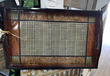 Load image into Gallery viewer, 12110 Large Checked Tray, Lacquer burlwood/Houndstooth Plaid, Brown Shades, Black
