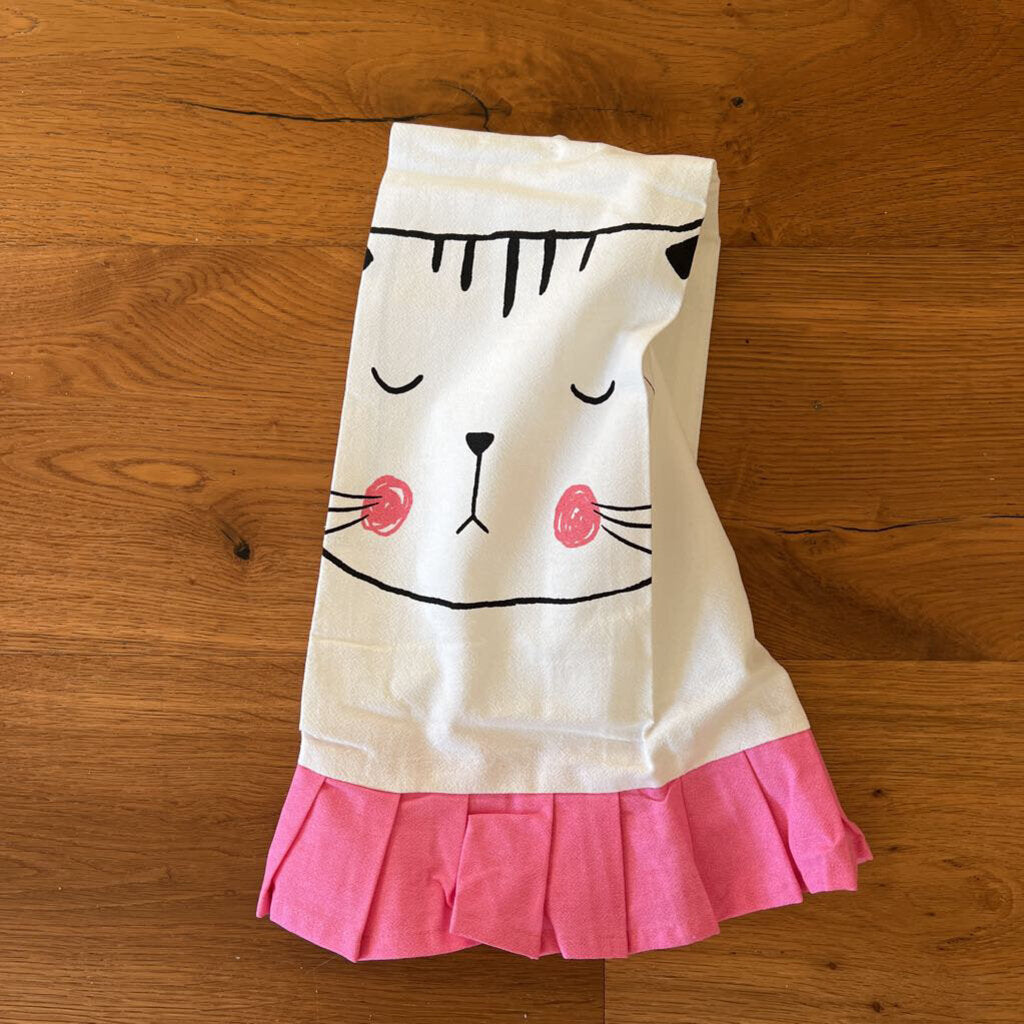 Kitty tea towel with pink CTW 780212