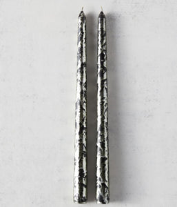 Candle Taper Pair-Silver/Black, 12"