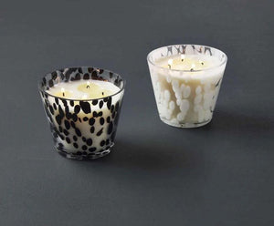 14802 Black Scattered Dot Candle, Vanilla 5"d x 4"h