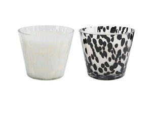 14802 Black Scattered Dot Candle, Vanilla 5"d x 4"h