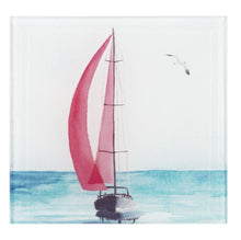Load image into Gallery viewer, 14987 Sailboat Coasters, Assorted prints, Glass, Set/4
