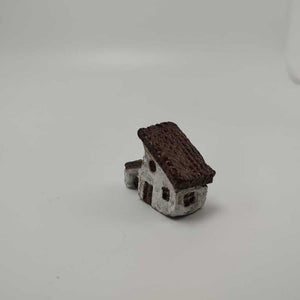 White Rustic Miniature House w Shed and Slanted Roof 1.25"x1"